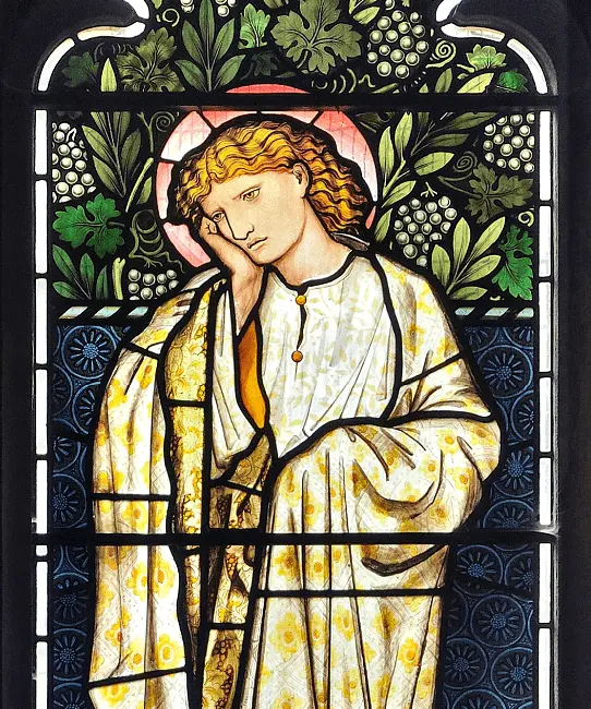 Detail of the East Window, Jesus Church, Troutbeck, Cumbria, designed and
                                manufactured by William Morris