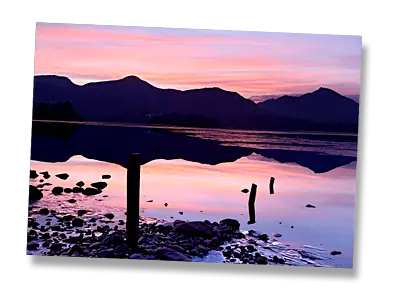 Derwentwater Winter Sunset, The Lake District - Click to view or buy this customisable greeting card