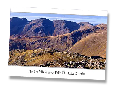 Sca Fell, Scafell Pike, and Bow Fell, The Lake District - Click to view or buy this customisable greeting card