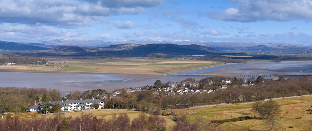 The view from Arnside Knott, a high resolution zoomable panoramic image of the view across Morecambe Bay to the Lakeland Fells